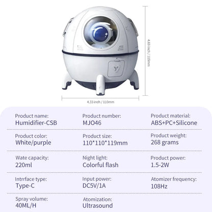 Rechargeable/Usb Plug in LED Night Light Child Gift Astronauta Space Capsule Humidifier Bedroom Decor Room Atmosphere Lamp